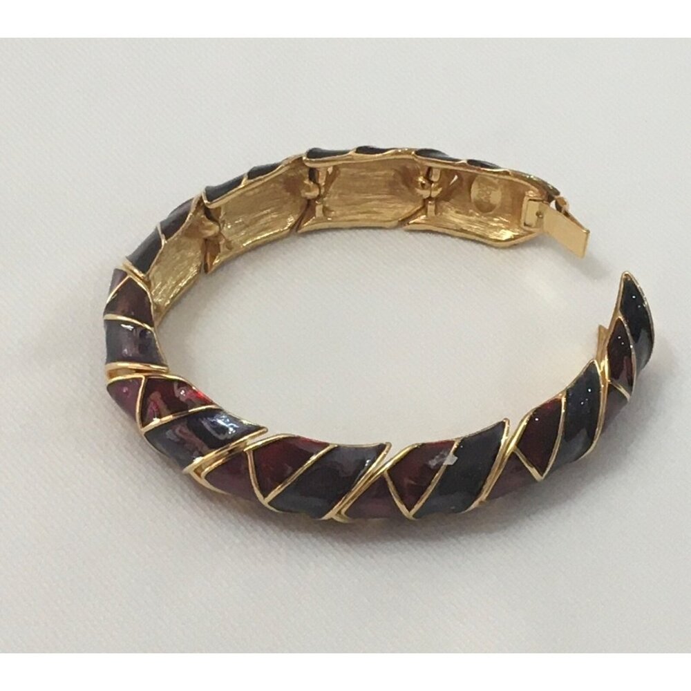 Joan Rivers Bracelet Enamel Blue Red Purple Gold Tone 7 1/2 “